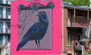 Street art fearturing a crow