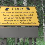 Sign to 'pay attention for bears', Kananaskis, Canada